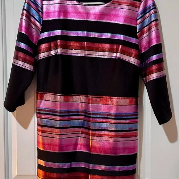 Vintage Striped Multicolor Dress 8 (retro, 80s, party) - Picture 4 of 6